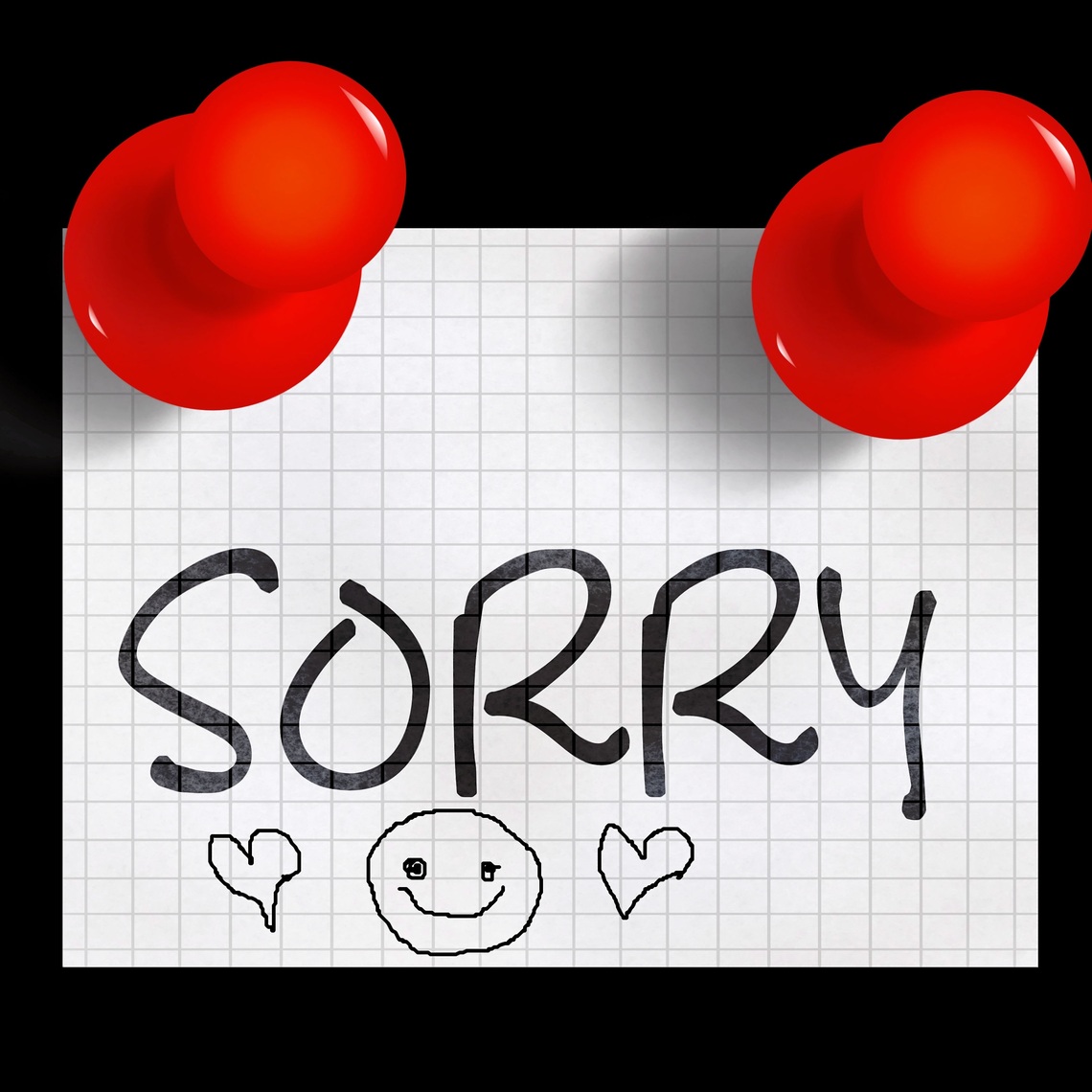 Image of a notice with the text"Sorry"